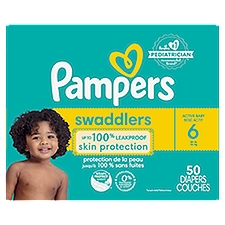 Pampers Swaddlers Diapers Super Pack, Size 6, 35+ lb, 50 count