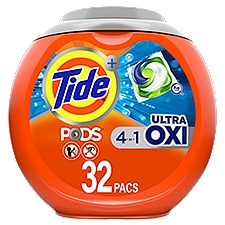 Tide Plus Pods 4 in 1 with Ultra Oxi Detergent, 32 count, 33 oz, 33 Ounce