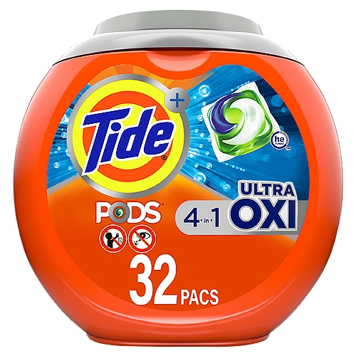 Tide Plus Pods 4 in 1 with Ultra Oxi Detergent, 32 count, 33 oz