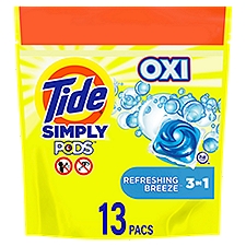 Tide Simply Pods Fresh Scent Oxi 3 in 1 Powerful Detergent Excellent Value, 13 count, 7 oz