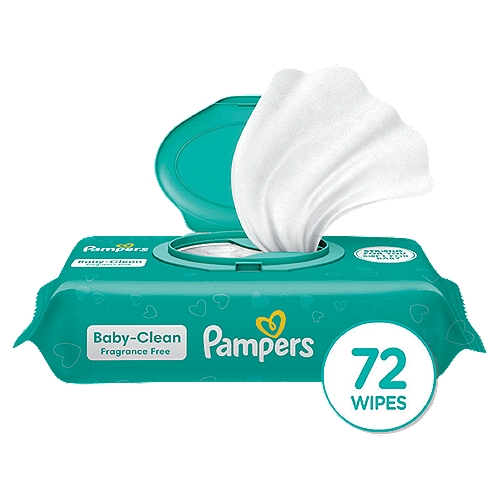 Pampers Fragrance Free Wipes, 72 count
A trusted clean, Pampers Baby Wipes clean and wipe away germs and are fragrance-free for delicate skin. These hardworking wipes are 4x stronger* for tough messes. Hypoallergenic, Pampers Unscented Wipes are alcohol-free, fragrance-free, paraben-free, and latex-free.**From Pampers, the #1 pediatrician recommended brand. For healthy skin, use Pampers Wipes together with Pampers Baby-Dry diapers.*Vs. leading U.S. sub-brand**Natural rubber