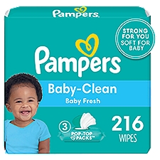 Pampers Baby Clean Baby Fresh Scent Wipes, 3 pack, 216 count, 216 Each