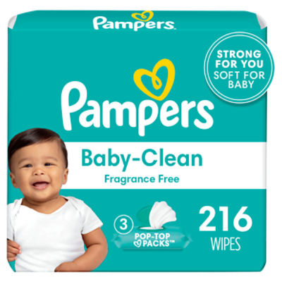 Pampers Baby Wipes Fragrance Free 3X Pop-Top 216 Count