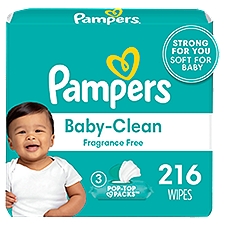 Pampers Baby Wipes Fragrance Free 3X Pop-Top 216 Count
