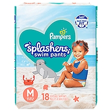 Pampers Splashers Size M 20-33 lb, Disposable Swim Pants, 18 Each