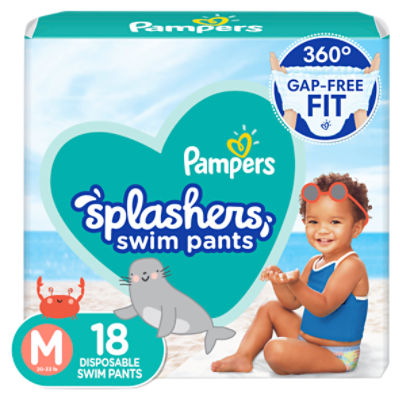 Pampers Splashers Disposable Swim Pants, Size M, 20-33 lb, 18 count, 18 Each