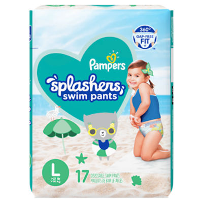 Pampers Splashers Disposable Swim Pants, L, >31 lb, 17 count