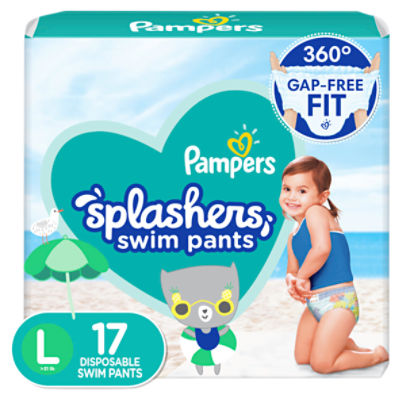 Pampers Splashers Disposable Swim Pants, L, >31 lb, 17 count
