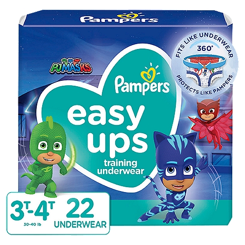 Pampers Easy Ups PJ Masks Training Underwear Jumbo Pack, 3T-4T, 30-40 lb, 22 count