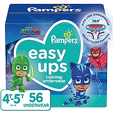 Pampers Easy Ups PJ Masks Training Underwear Super Pack, 4T-5T, 37+ lb, 56 count