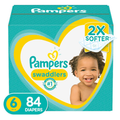 Pampers Swaddlers Active Baby Diapers, Size 6, 35+ lb, 84 count