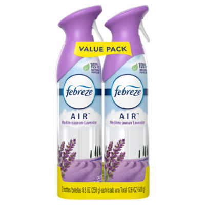 Febreze Odor-Eliminating Air Freshener, Mediterranean Lavender, Pack of 2, 8.8 oz each