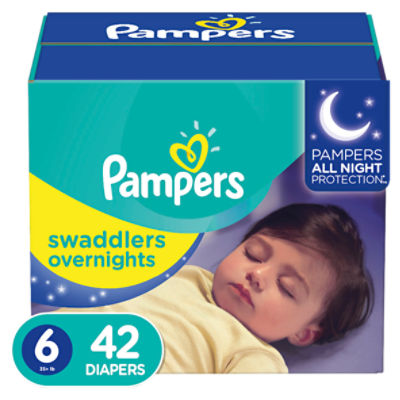 Pampers Swaddlers Overnight Diapers, Size 6, 42 Count