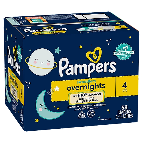 Pampers Swaddlers Overnight Diapers Size 4 58 Count - The Fresh Grocer