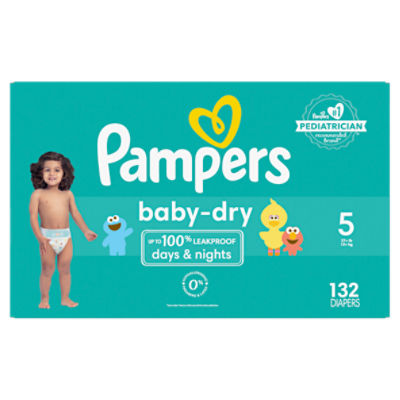 Pampers Baby-Dry 123 Sesame Street Diapers Enormous Pack, Size 5, 27+ lb,  132 count