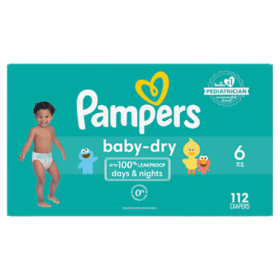 Pampers Baby Dry Diapers, Size 6 (35+ lb), Sesame Street, Jumbo