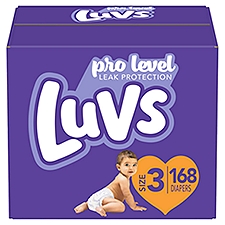 Luvs Pro Level Leak Protection Diapers Giant Pack, Size 3, 16-28 lb, 168 count