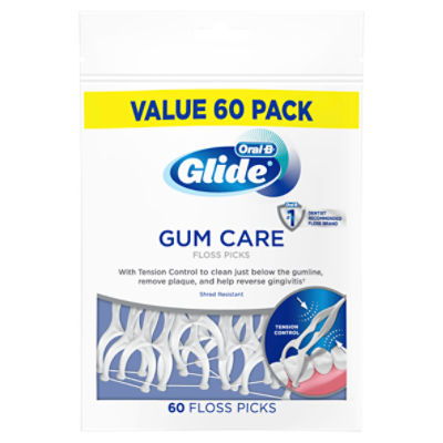 Oral-B Glide Gum Care Floss Picks, Good Back Teeth, 60 Picks