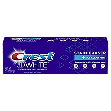 Crest 3D White Stain Eraser Teeth Whitening Icy Clean Mint, Toothpaste, 3.1 Ounce