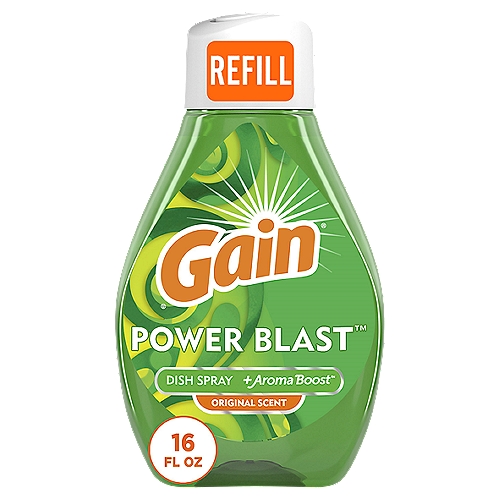 Gain Dish Spray, Dish Soap, Original Scent Refill, 16oz
Gain Powerblast Dish Spray, Dish Soap is the faster, easier way to clean as you go. The spray activated suds cut through grease on contact. Just Spray, Wipe, and Rinse to stay ahead of the mess and get done faster. Gain Powerblast is great for all your dishes with its unique spray technology even your hard to reach items, like blenders and baby bottles, are easy to clean. Just, Spray, Wipe, and Rinse. For tough messes, allow the suds to sit for a few minutes than just wipe and rinse away all the grease and suds. Available in easy to use refills.