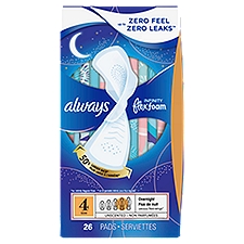Always Infinity Pads, FlexFoam Overnight with Flexi-Wings Unscented Size 4, 26 Each
