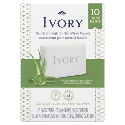 Ivory Aloe Scent Gentle Bar Soap, 4.0 oz, 10 count - Fairway