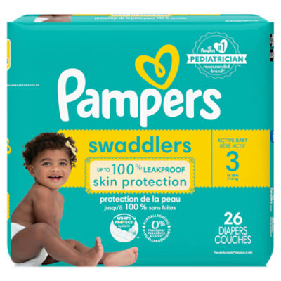 Pampers Swaddlers Active Baby Diapers Pack, 3, 16-28 lb, 26
