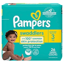 Pampers Swaddlers Active Baby Diapers Jumbo Pack, Size 3, 16-28 lb, 26 count