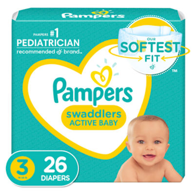 Pampers Swaddlers Diapers Size 3, 26 Each