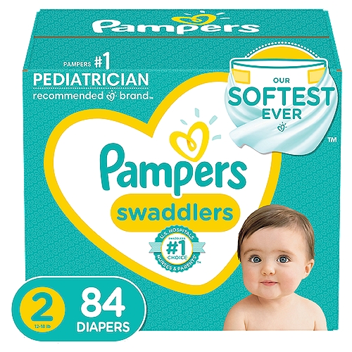 Pampers Swaddlers Diapers Super Pack, Size 2, 12-18 lb, 84 count