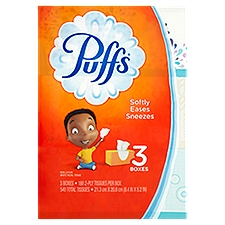 Puffs Non-Lotion White Facial Tissue, 180 count, 3 pack, 540 Each