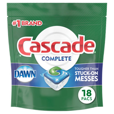 Cascade Complete ActionPacs Dishwasher Detergent, Fresh Scent, 18 Count