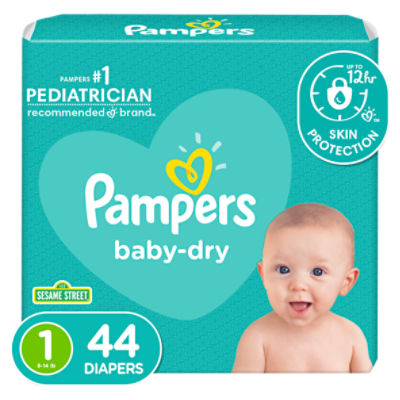 Pampers Baby Dry Diapers Size 1 Jumbo Pack 44 ea– greenBulk