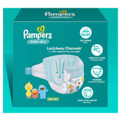 Pampers Baby Dry Diapers, Size 4 (22-37 lb), Sesame Street, Jumbo