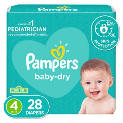 Pampers Baby Dry Diapers, Size 4, 22-37 lb, 28 count, 28 Each