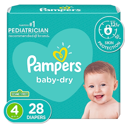 Pampers Baby Dry Diapers, Size 4, 22-37 lb, 28 count