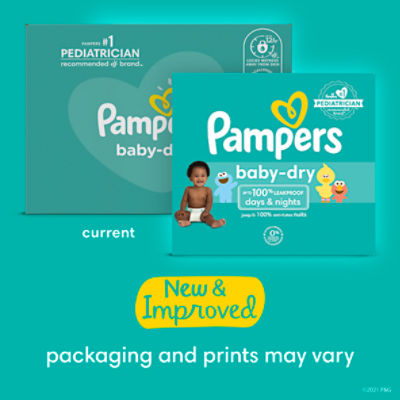Pampers Baby Dry Diapers, Size 6 (35+ lb), Sesame Street, Jumbo