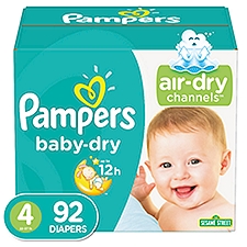 Pampers Baby-Dry Diapers, Size 4, 92 count