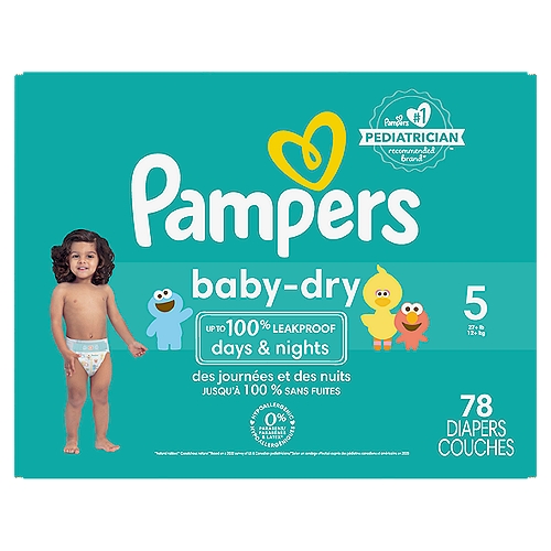 A good night's sleep starts with a great diaper, and Pampers Baby-Dry diapers give you and your baby up to 100% leakproof nights and happy mornings. Made to protect your baby's delicate skin, our exclusive LockAway Channels absorb wetness and lock it safely away, while our protective Dri-Weave Liner helps keep skin healthy. Plus, our Baby-Dry Diapers are hypoallergenic and completely free of parabens and latex.* These are just a few of the many reasons Pampers is the #1 pediatrician recommended diaper brand—and your baby's best bet for comfy protection. Pampers also keep messes to a minimum. To help contain leaks and prevent blowouts, our Baby-Dry diapers feature all-around stretchy sides and large tape fasteners for a secure and comfy fit. Plus, they come equipped with our Dual Leak-Guard Barriers that are specially designed to protect around the legs, where leaks tend to happen most. And when your baby is due for a diaper change, our handy Wetness Indicator lets you know. No need for guesswork.Use Baby-Dry diapers with our Pampers Sensitive Wipes to help keep your baby's skin healthy and prevent irritation. New & improved! Packaging and prints may vary. Ships in 100% recyclable packaging.  *Natural Rubber 