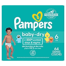Pampers Baby Dry Diapers Super Pack, Size 6, 64 count