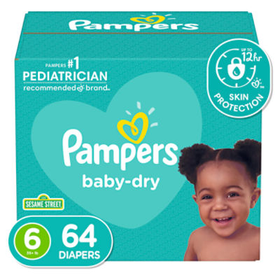 Pampers Baby Dry Diapers Size 6 64 Count, 64 Each