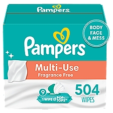 Pampers Baby Wipes Expressions Fragrance Free 9X Pop-Top Packs 504 Count