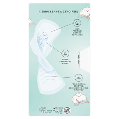 Always Pure Cotton with FlexFoam Pads for Women Size 2 Heavy Flow