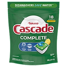 Cascade Complete Lemon Scent Dishwasher Detergent, 18 count, 9.4 oz