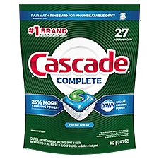 Cascade Complete Complete Fresh Scent ActionPacs, Dishwasher Detergent, 14.1 Ounce