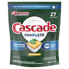 Cascade Complete Lemon Scent ActionPacs, Dishwasher Detergent, 14.1 Ounce