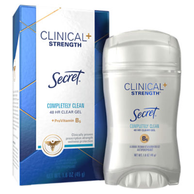 Secret Clinical+ Strength Completely Clean 48 Hr Clear Gel Antiperspirant, 1.6 oz