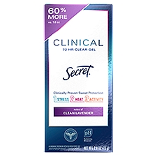 Secret Clinical Strength Clear Gel Antiperspirant and Deodorant for Women, Clean Lavender, 2.6 oz