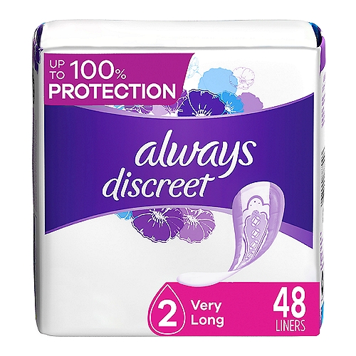 Always Discreet Incontinence Liners, Very Light Absorbency, Regular Length, 48 Count