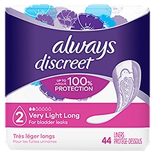 Always Very Light Incontinence Long Length Liners, 44 Each
